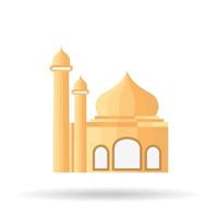 vecteur du design plat de la mosquée. icône de la mosquée élégante lumière jaune.