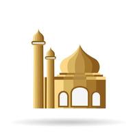 vecteur de design plat de mosquée. icône de la mosquée or.