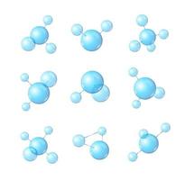 ensemble de molécules de formation abstraite 3d détaillées réalistes. vecteur