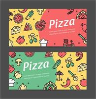 ensemble horizontal de bannière de signes de pizza. vecteur