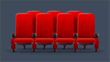 chaises de cinéma rouges 3d détaillées réalistes. vecteur