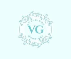 vg initiales lettre modèle de logos de monogramme de mariage, modèles minimalistes et floraux modernes dessinés à la main pour cartes d'invitation, réservez la date, identité élégante. vecteur