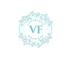 modèle de logos de monogramme de mariage lettre initiales vf, modèles minimalistes et floraux modernes dessinés à la main pour cartes d'invitation, réservez la date, identité élégante. vecteur