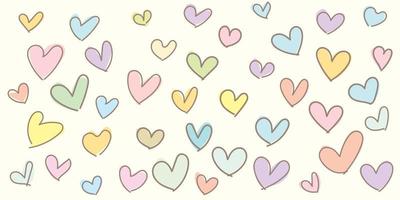 forme de coeur coloré avec ligne de doodle. illustration enfantine de coeur pointu pour affiche, carte, bannière, saint valentin ou mariage. symbole de coeur dessiné à la main. vecteur
