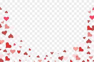 le coeur de la saint-valentin laisse des confettis. saint valentin, concept de la journée de la femme. cœurs qui tombent. vecteur
