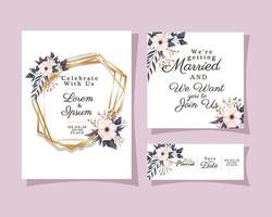 invitations de mariage serties de cadres d vecteur