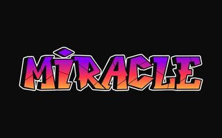 mot miracle trippy psychédélique graffiti style lettres.vecteur dessiné à la main doodle dessin animé logo illustration miracle. drôles de lettres trippantes cool, mode, impression de style graffiti pour t-shirt, concept d'affiche vecteur