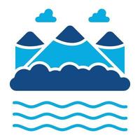 icône de deux couleurs de glyphe de paysage de lac vecteur
