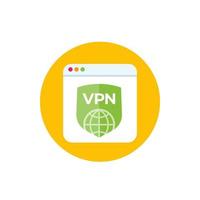 icône de service vpn avec bouclier, design plat vecteur