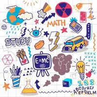 clipart de l'école. vecteur doodle icônes et symboles de l'école. tirage à la main