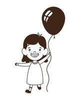 Petite fille souriante avec ballon d'hélium à la main vecteur