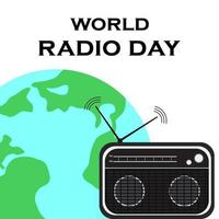 journée mondiale de la radio. radio rétro noire. illustration vectorielle vecteur