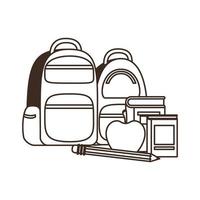 sac à main d'école avec des cahiers sur fond blanc vecteur