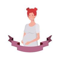 femme enceinte avec ruban décoratif vecteur