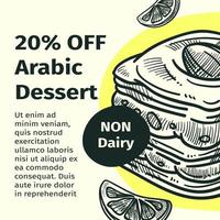 dessert arabe rabais sur les aliments non laitiers au café vecteur