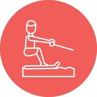 icône de fond de cercle de ligne de ski aux pieds nus vecteur