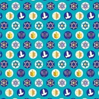 motif de hanoucca avec dreidels, menorahs, colombes, étoiles vecteur