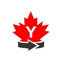 lettre y modèle de conception de logo d'érable canadien. logo canadien érable rouge vecteur