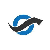 concept de logo financier lettre o avec symbole de flèche de croissance financière vecteur