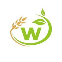 lettre w logo de l'agriculture et création de symbole du logo de l'agriculture vecteur