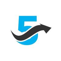 concept de logo financier lettre 5 avec symbole de flèche de croissance financière vecteur