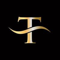 lettre t logo doré luxueux symbole monogramme design vecteur