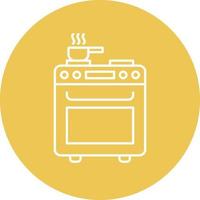 icône de fond de cercle de ligne de cuisinière vecteur