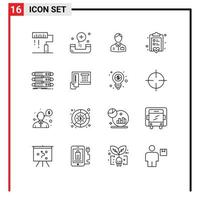 pack de 16 symboles universels d'éléments de conception vectoriels modifiables de portier de service de remise en forme vecteur