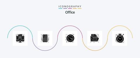 pack d'icônes de glyphe de bureau 5 comprenant le bureau. Entreprise. Bureau. vite. dossier vecteur