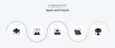 pack d'icônes de glyphe spatial 5 comprenant l'air. vaisseau spatial. auto. voiture spatiale. voiture vecteur