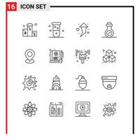 pack d'icônes vectorielles stock de 16 signes et symboles de ligne pour l'arme de masse de la chimie du tube de carte vers le haut des éléments de conception vectoriels modifiables vecteur