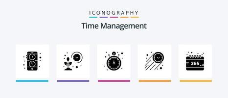 gestion du temps glyphe 5 pack d'icônes comprenant tout. chronomètre. intelligent. vitesse. Regardez. conception d'icônes créatives vecteur