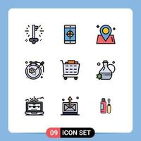 pack de 9 signes et symboles de couleurs plates modernes pour les supports d'impression Web tels que les passe-temps de paiement emplacement conception art éléments de conception vectoriels modifiables vecteur