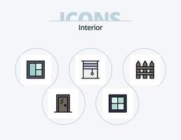 pack d'icônes remplies de lignes intérieures 5 conception d'icônes. meubles. lit. machine. roulé. intérieur vecteur