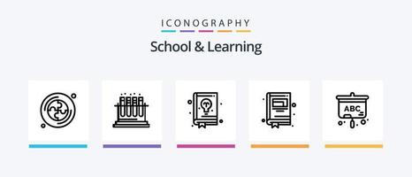 pack d'icônes de la ligne 5 de l'école et de l'apprentissage, y compris. écran. livre. projecteur. éducation. conception d'icônes créatives vecteur