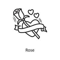 rose vecteur contour main dessiner illustration de conception d'icône. symbole de la saint-valentin sur fond blanc fichier eps 10
