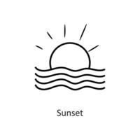 illustration de conception d'icône de contour de vecteur de coucher de soleil. symbole de vacances sur fond blanc fichier eps 10