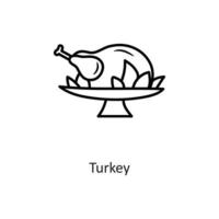 illustration de conception d'icône de contour de vecteur de dinde. symbole de vacances sur fond blanc fichier eps 10