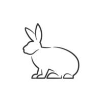 lapin dessin au trait noir et blanc vecteur