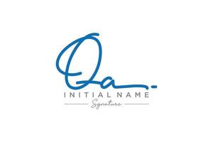 vecteur de modèle de logo de signature qa initial. illustration vectorielle de calligraphie dessinée à la main.