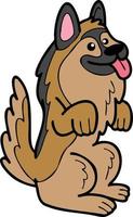 chien de berger allemand dessiné à la main mendiant propriétaire illustration dans un style doodle vecteur