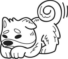 chien shiba inu dessiné à la main est illustration triste dans un style doodle vecteur