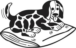 illustration de chien dalmatien endormi dessiné à la main dans un style doodle vecteur