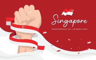 modèle de conception de bannière de la fête de l'indépendance de singapour vecteur