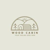 création de logo de cabine en bois minimaliste. fond gris isolé vecteur