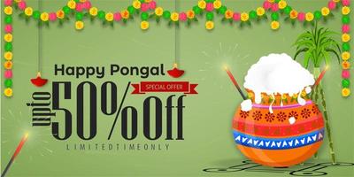 affiche du festival happy pongal ou fond de bannière. conception de vente d'offre happy pongal. vecteur