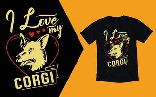 j'aime mon t-shirt corgi, t-shirt corgi saint valentin vecteur