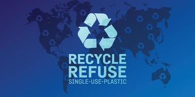 refuser ou éviter une campagne de plastique à usage unique avec une carte du monde vecteur