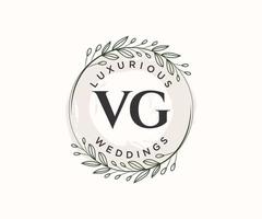 vg initiales lettre modèle de logos de monogramme de mariage, modèles minimalistes et floraux modernes dessinés à la main pour cartes d'invitation, réservez la date, identité élégante. vecteur