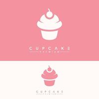modèle de logo de cupcake sucré minimaliste vecteur